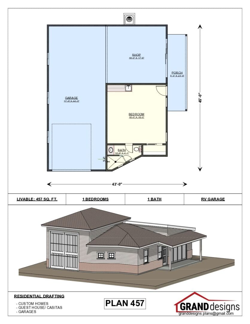 A floor plan of a house with a large yard.