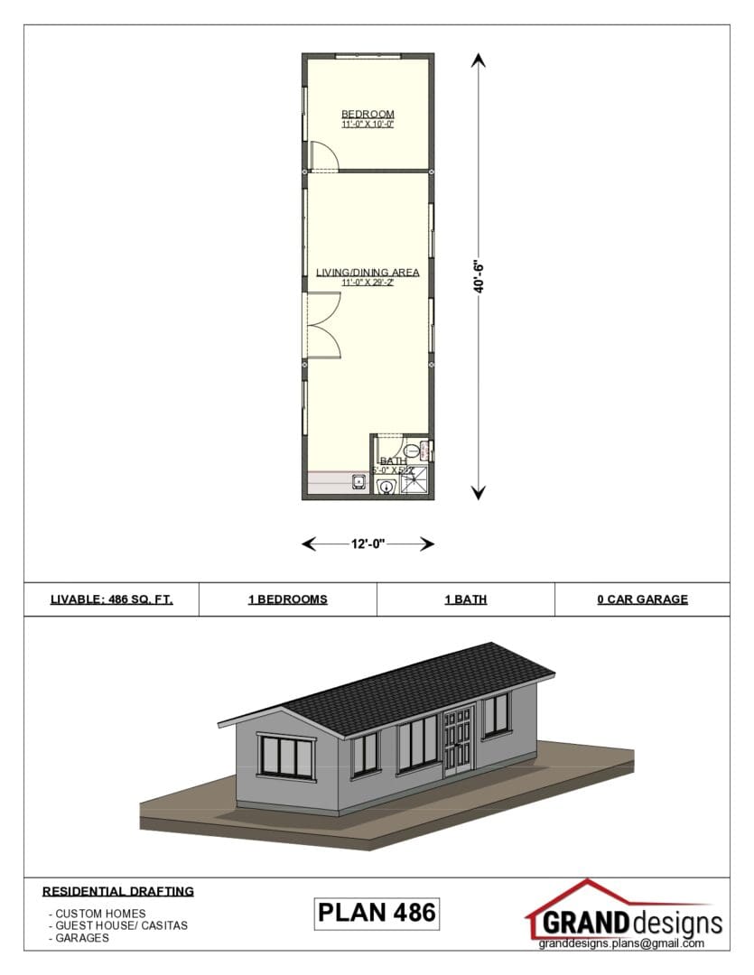 A floor plan of a house with a shed roof.