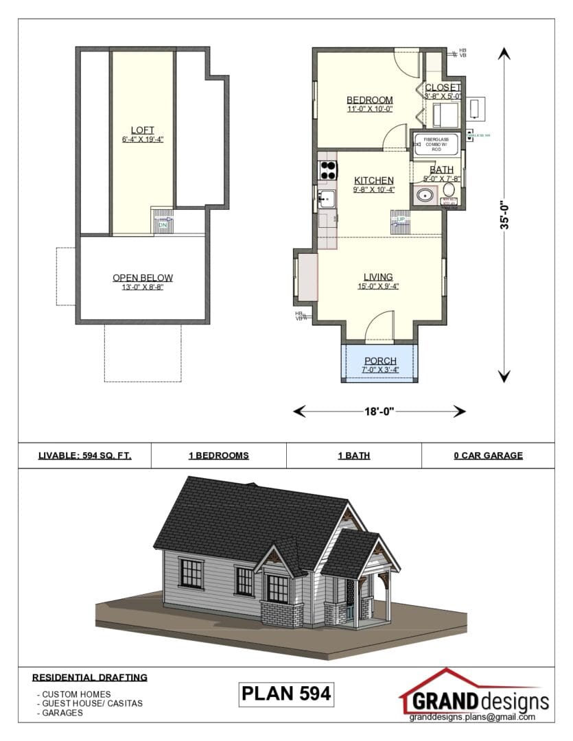 A floor plan of a house with two different views.