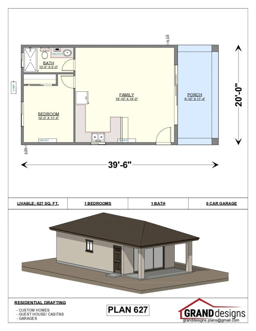 A floor plan of a house with a shed.