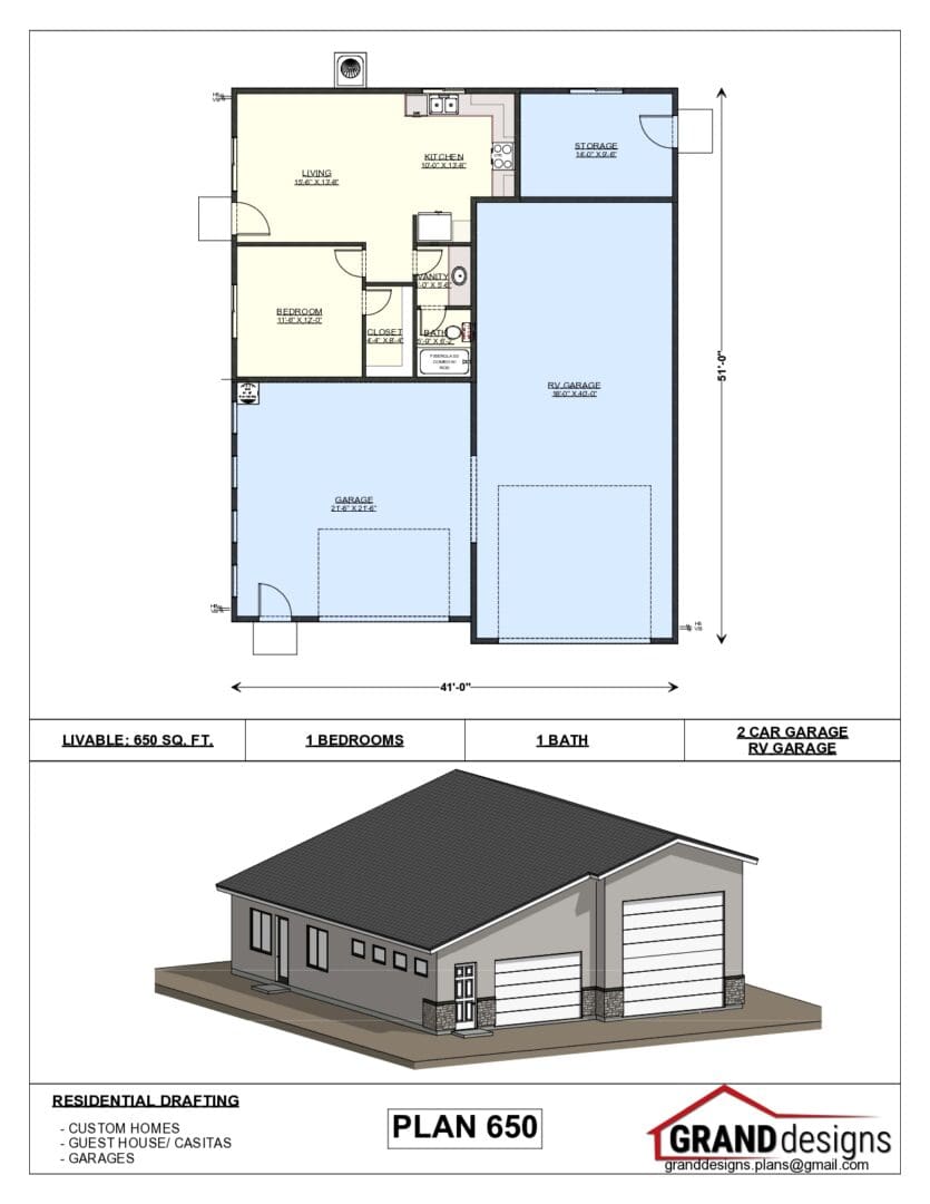 A floor plan of a house and an image of the front.