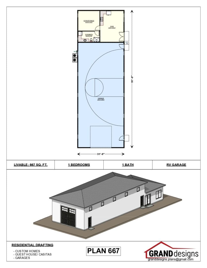 A building with a basketball court in the middle of it.