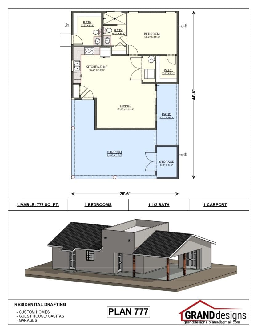 A floor plan of a house and an image of the layout.