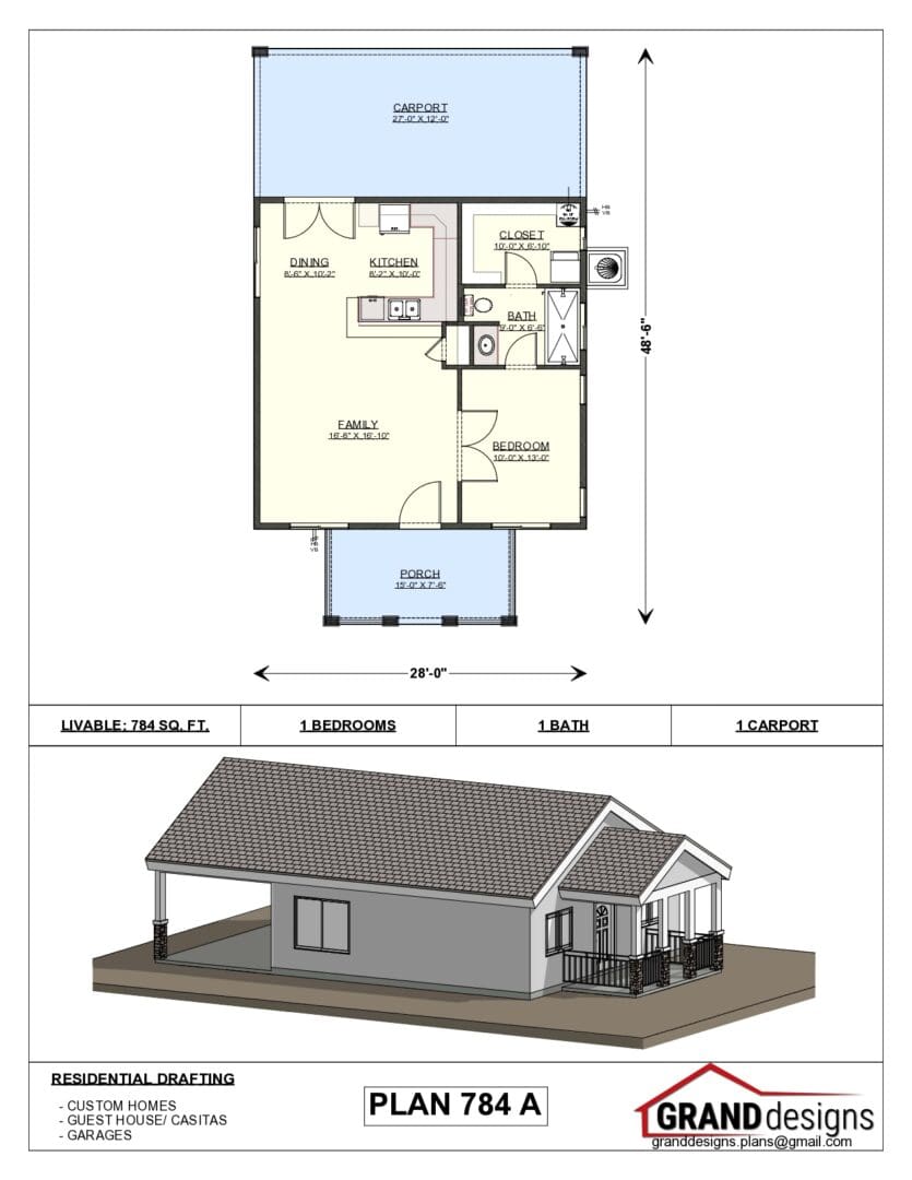 A floor plan of a house with a porch.