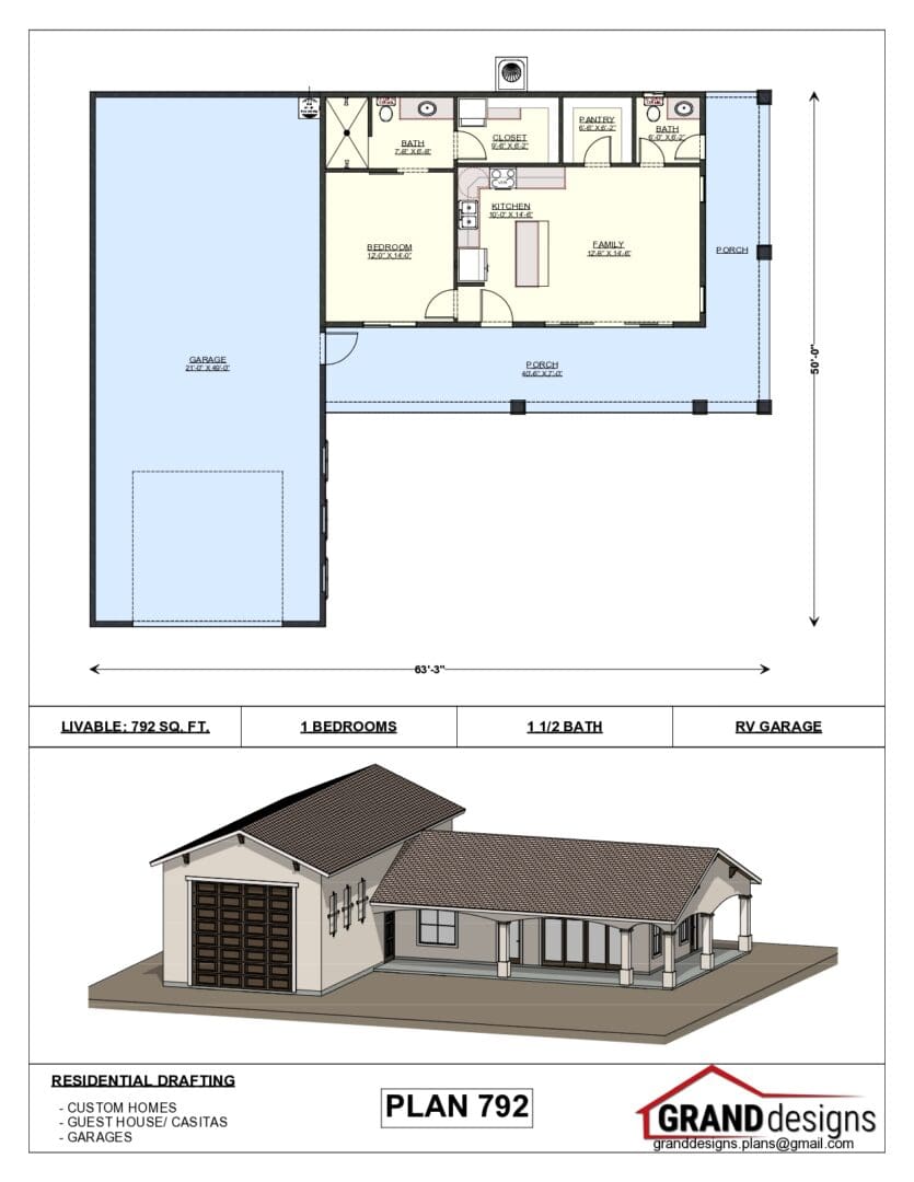 A floor plan of a house with a garage.