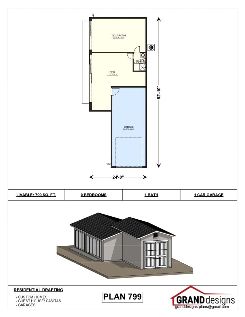 A floor plan of a house with a garage.