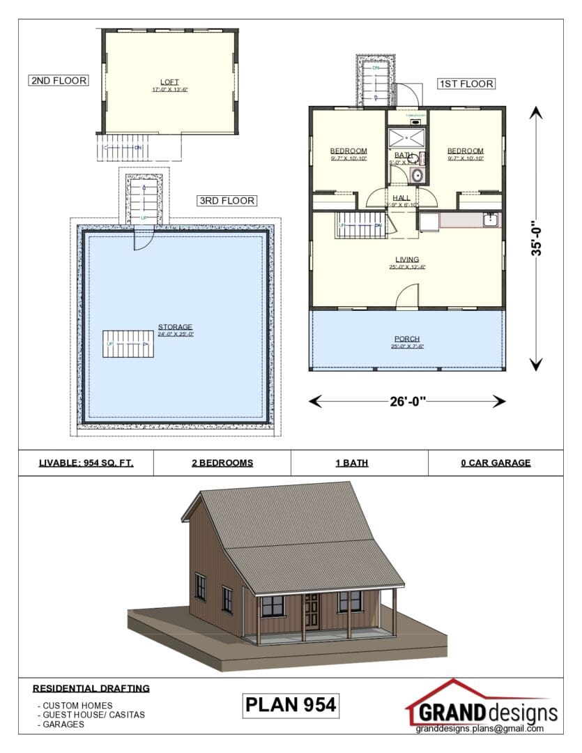 A floor plan of a house with two rooms and a garage.