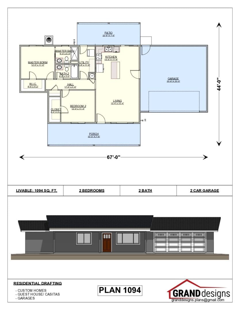 A floor plan of a house with a garage.