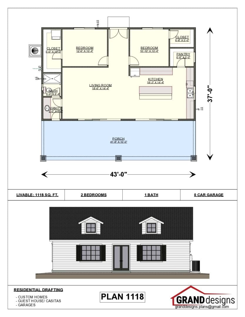 A floor plan of a house with two rooms.