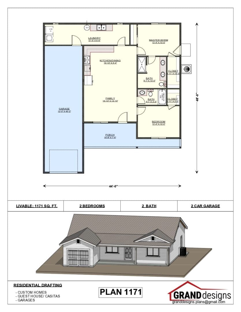 A floor plan of a house with a large garage.