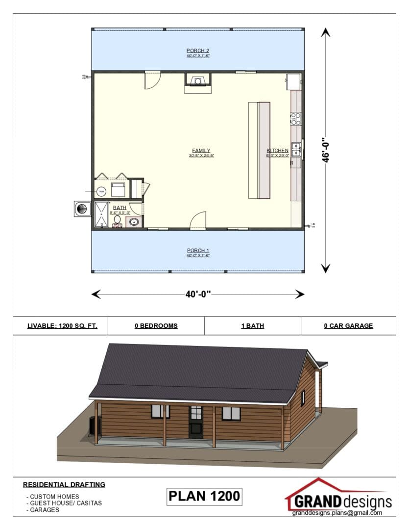 A floor plan of a building with a shed roof.