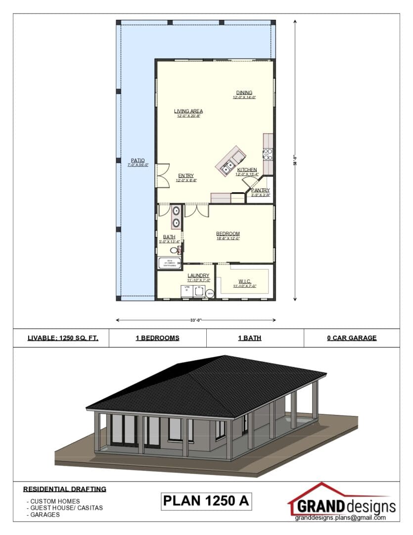 A floor plan of a house with a shed roof.