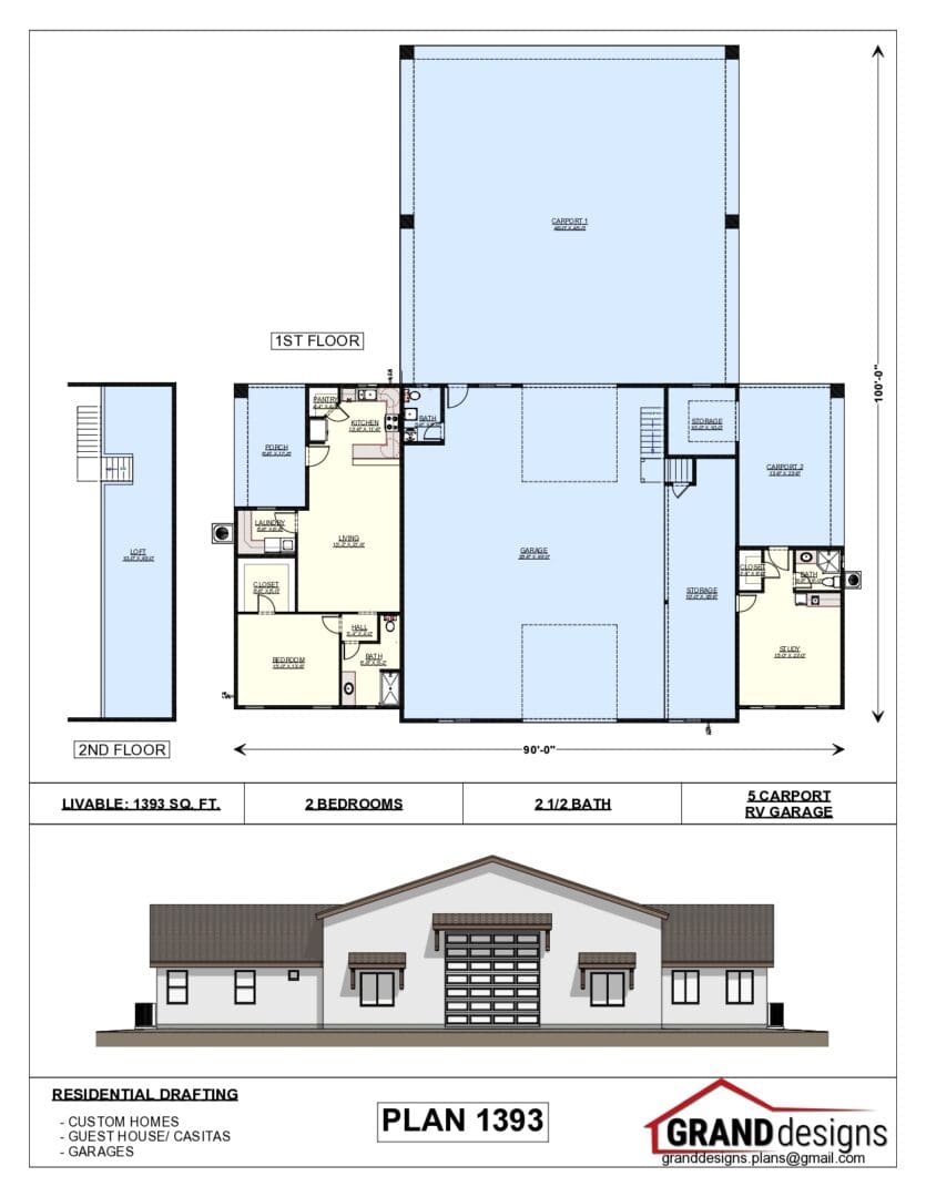 A floor plan of a house with two floors and a building.