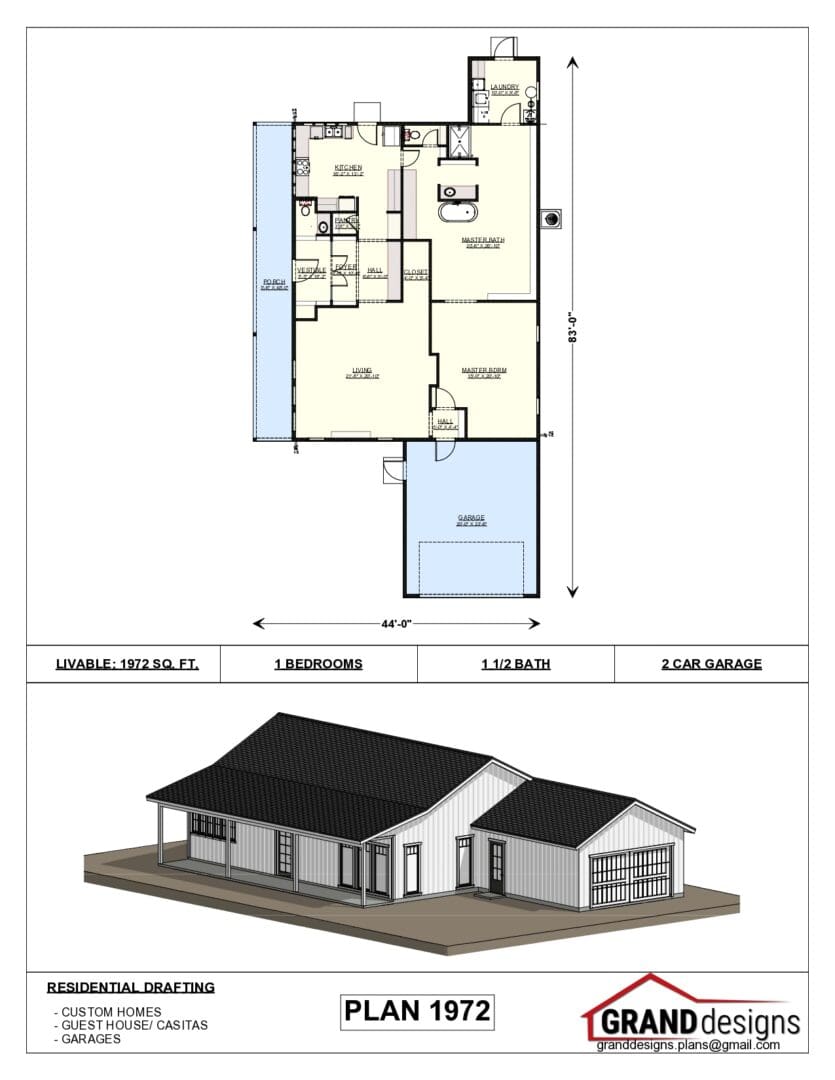 A house plan and an image of the floor plan.