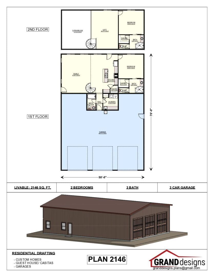 A floor plan of a building with two floors.