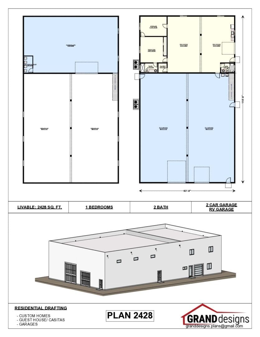 A floor plan of an industrial building with two floors.