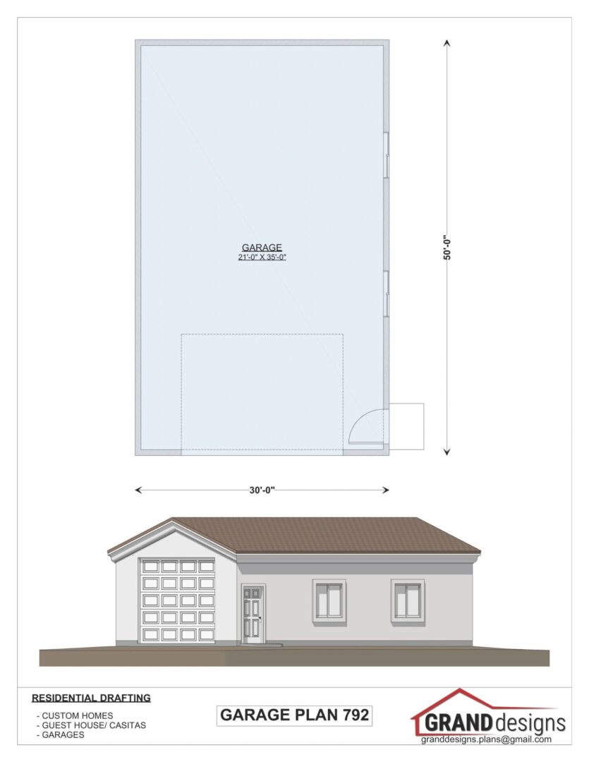 Garage plan 792 with dimensions.