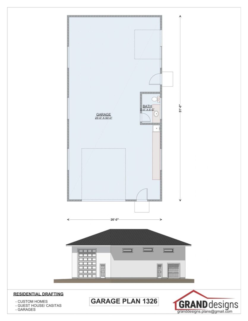 Garage plan 1326 with a bathroom.