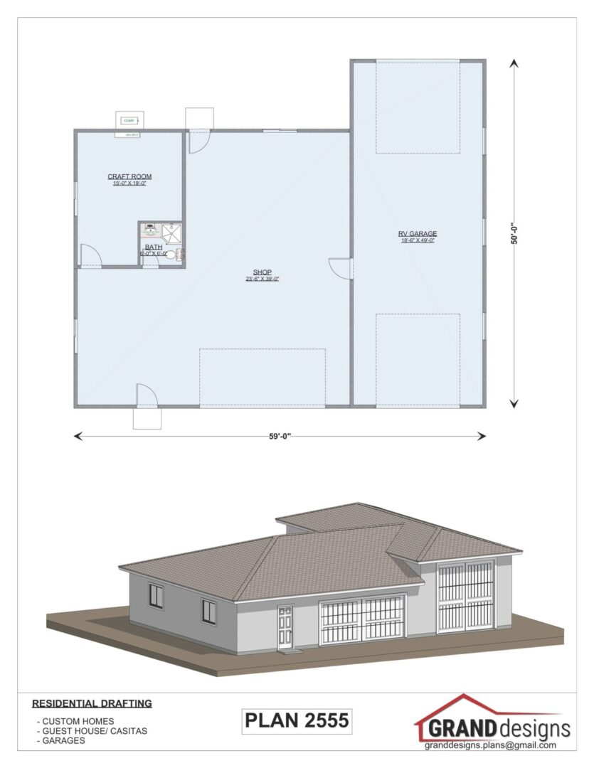 Floor plan for a house with a garage.