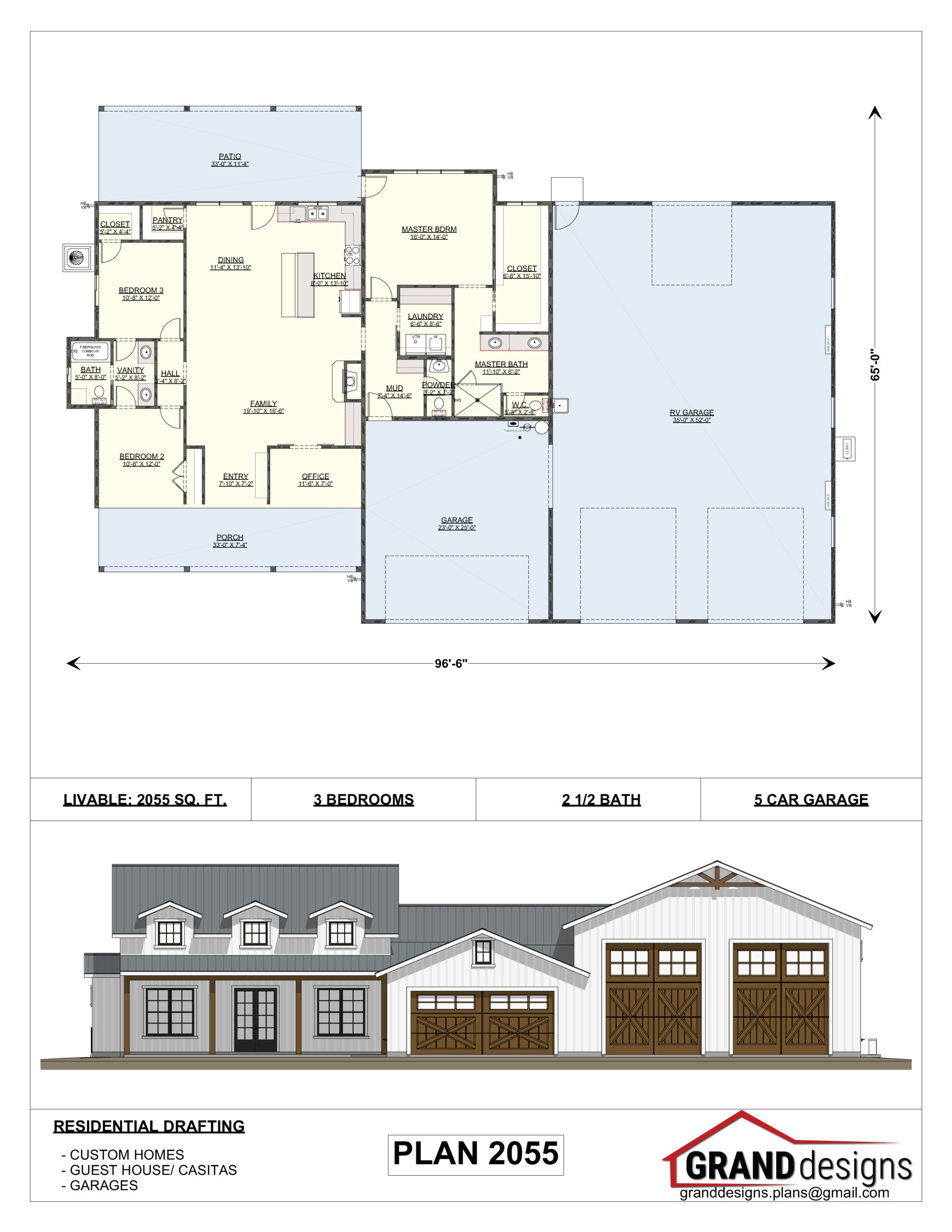 A floor plan and an image of the front of a house.