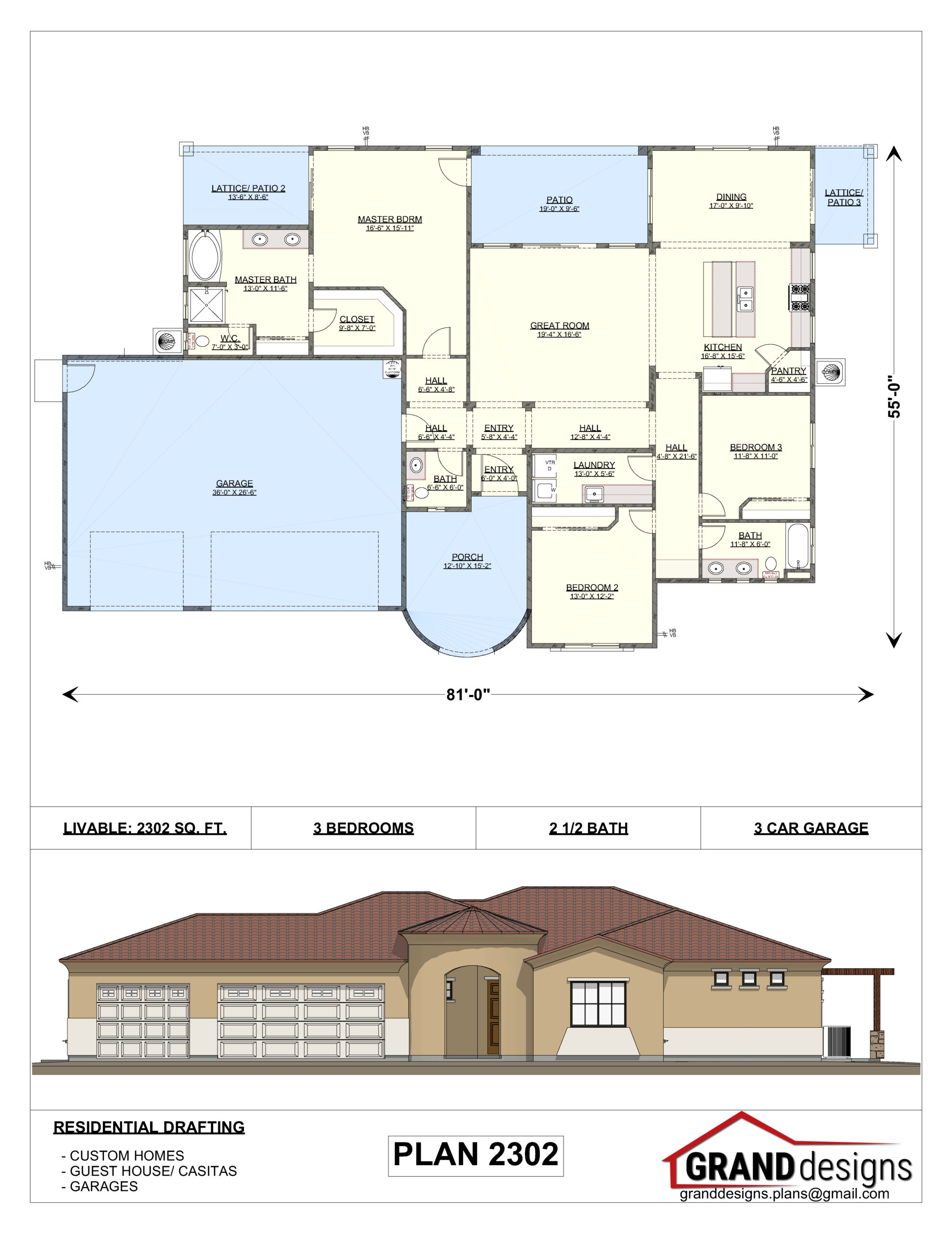 A floor plan and an image of the front.