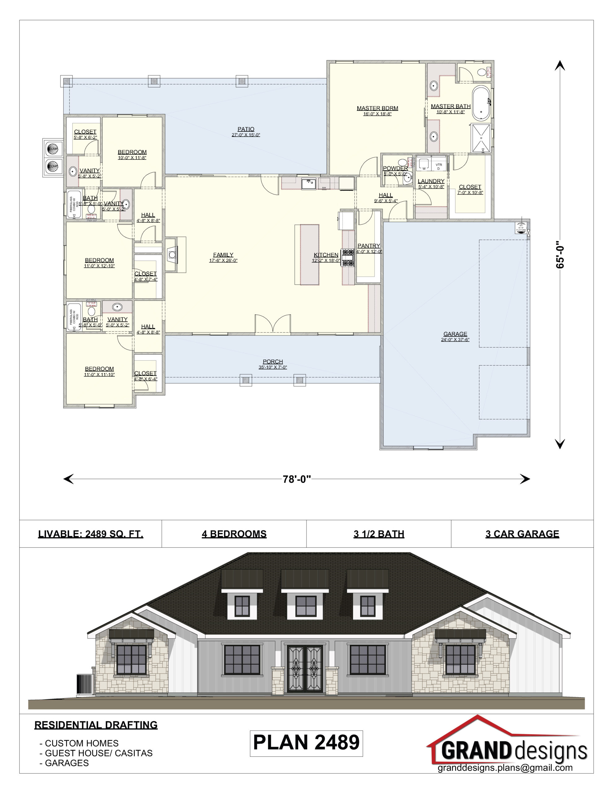 A floor plan and an image of the front.