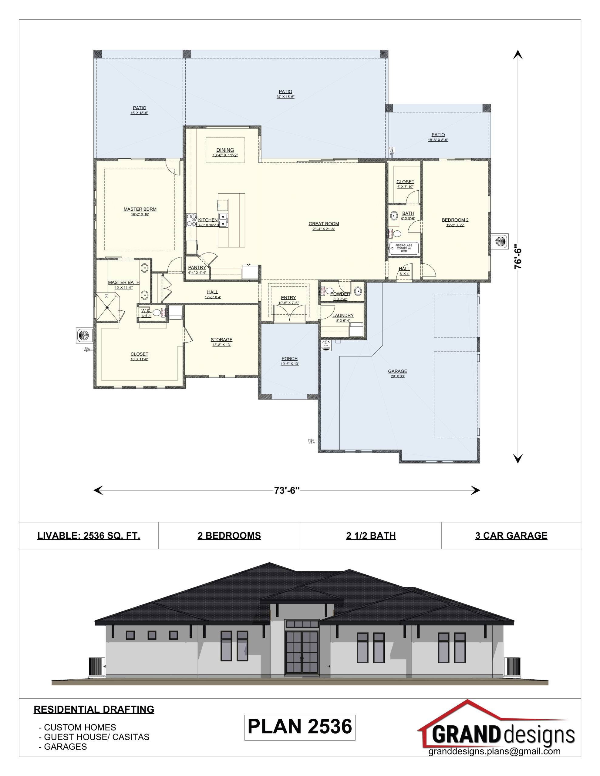 A floor plan of a house with a large yard.