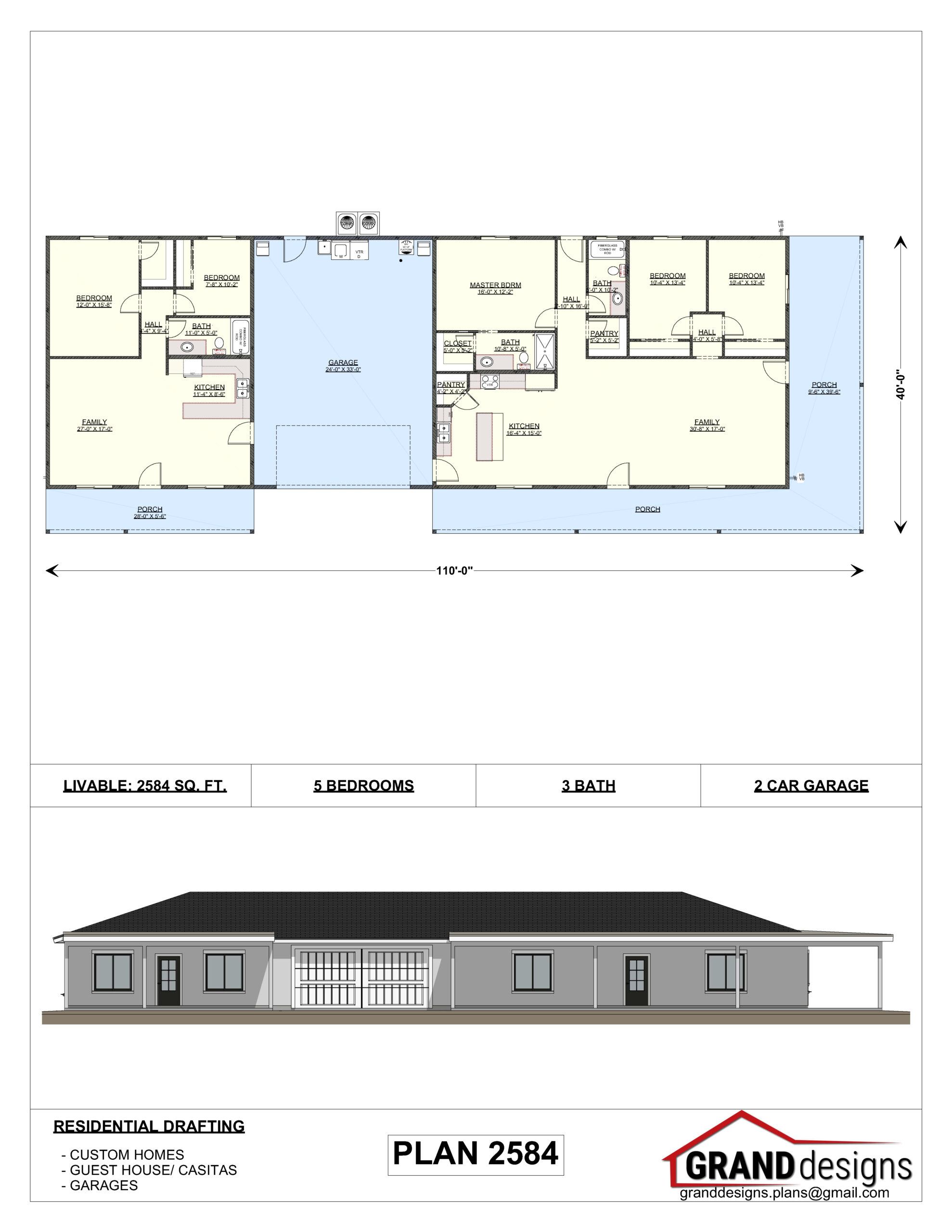 A floor plan and an image of the front of a house.