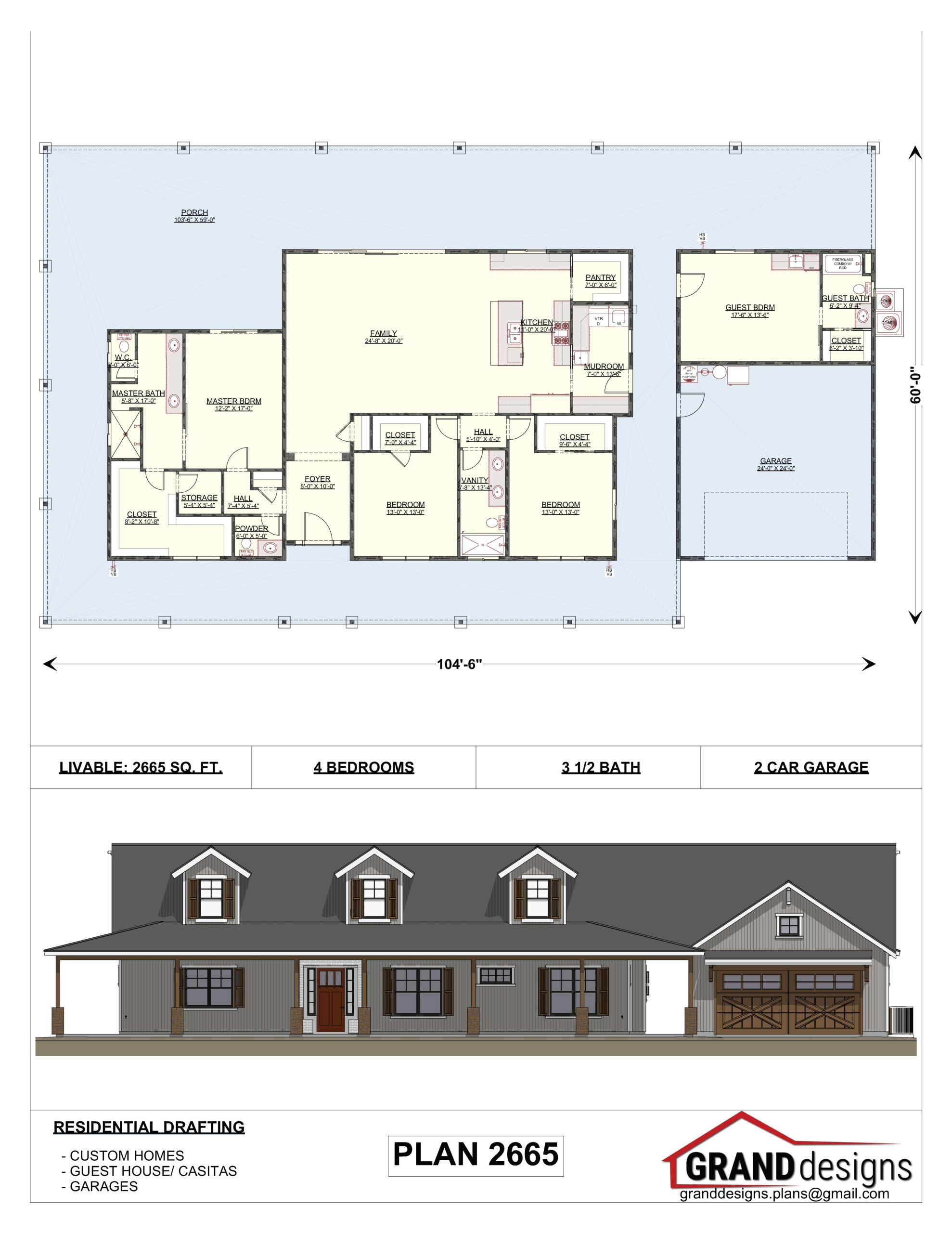 A floor plan and an image of the front of a house.