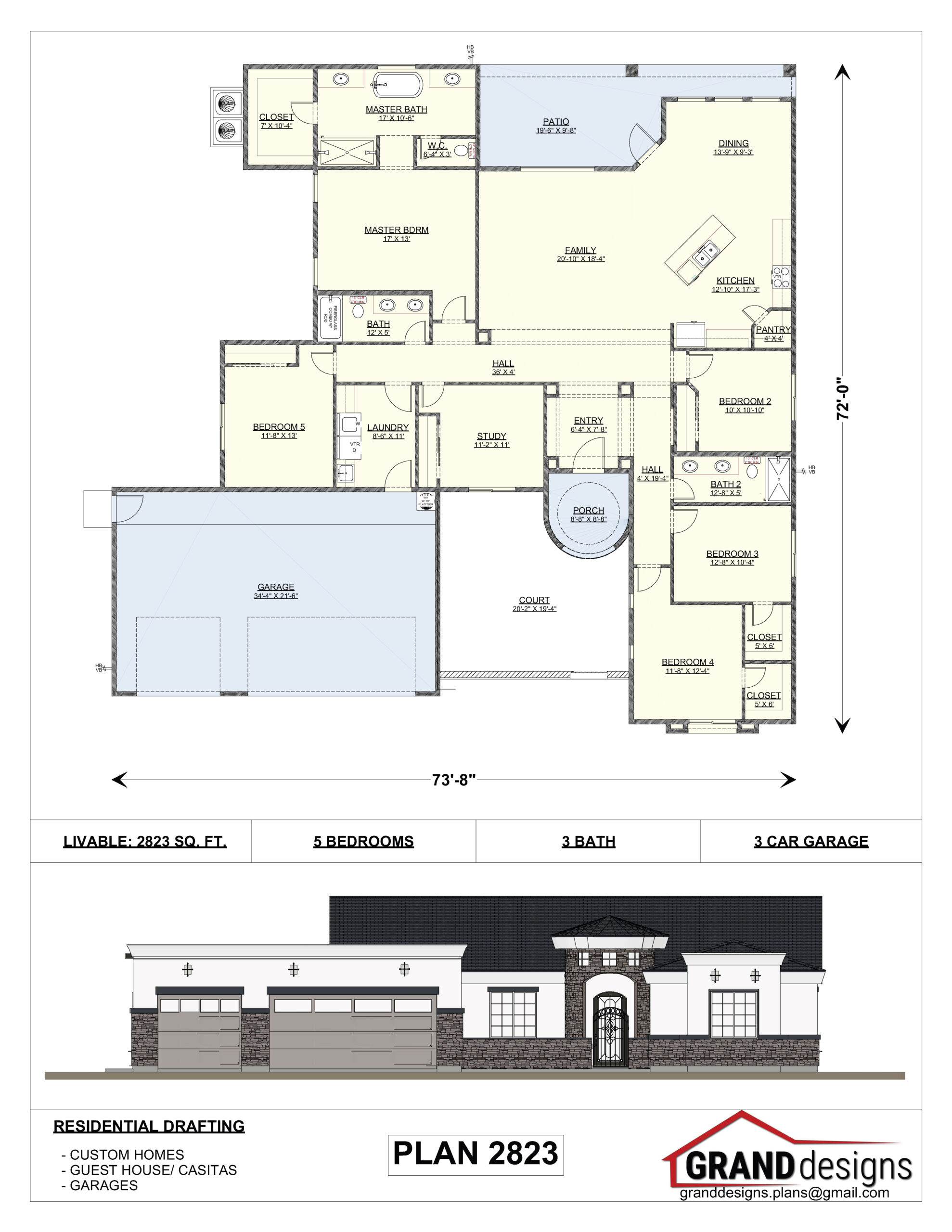 A floor plan of a house with a large building.