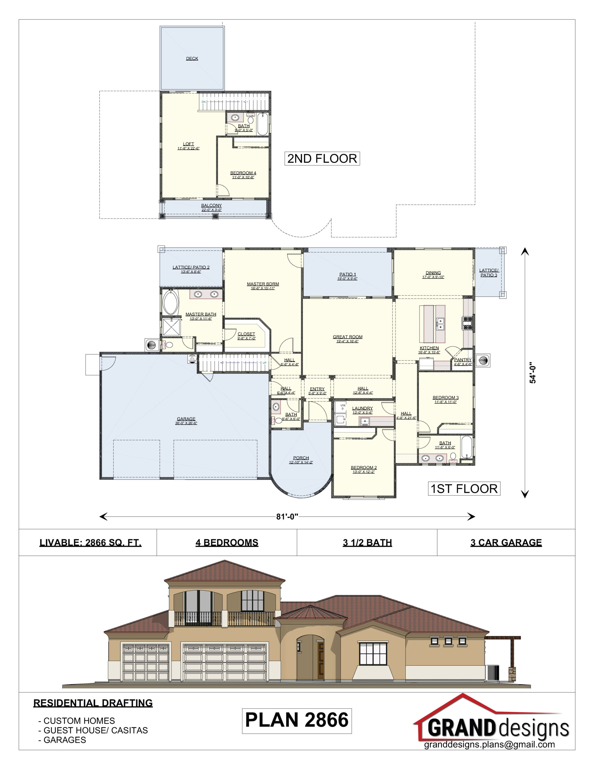 A floor plan of a house with several different types of plans.