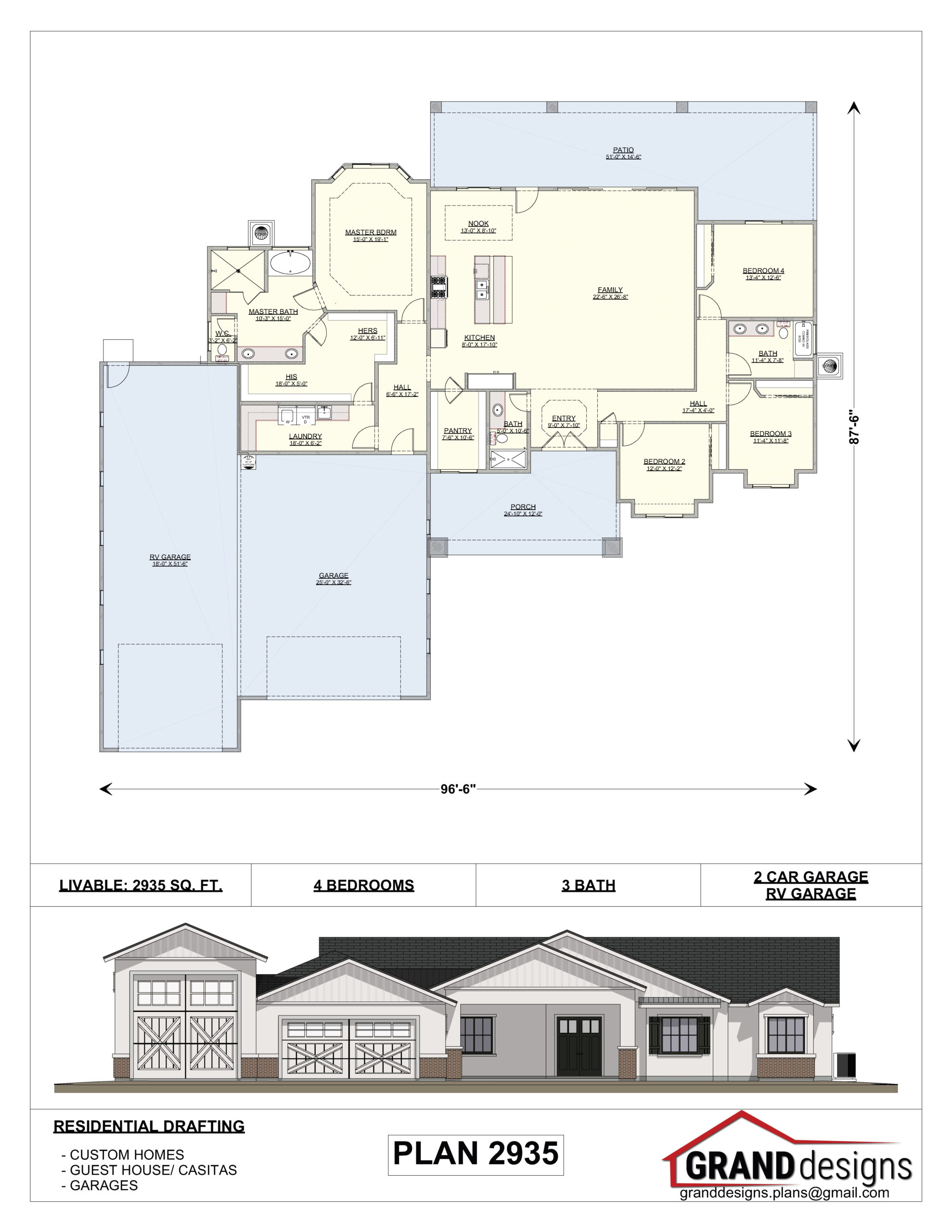 A floor plan of a house and an image of the front.