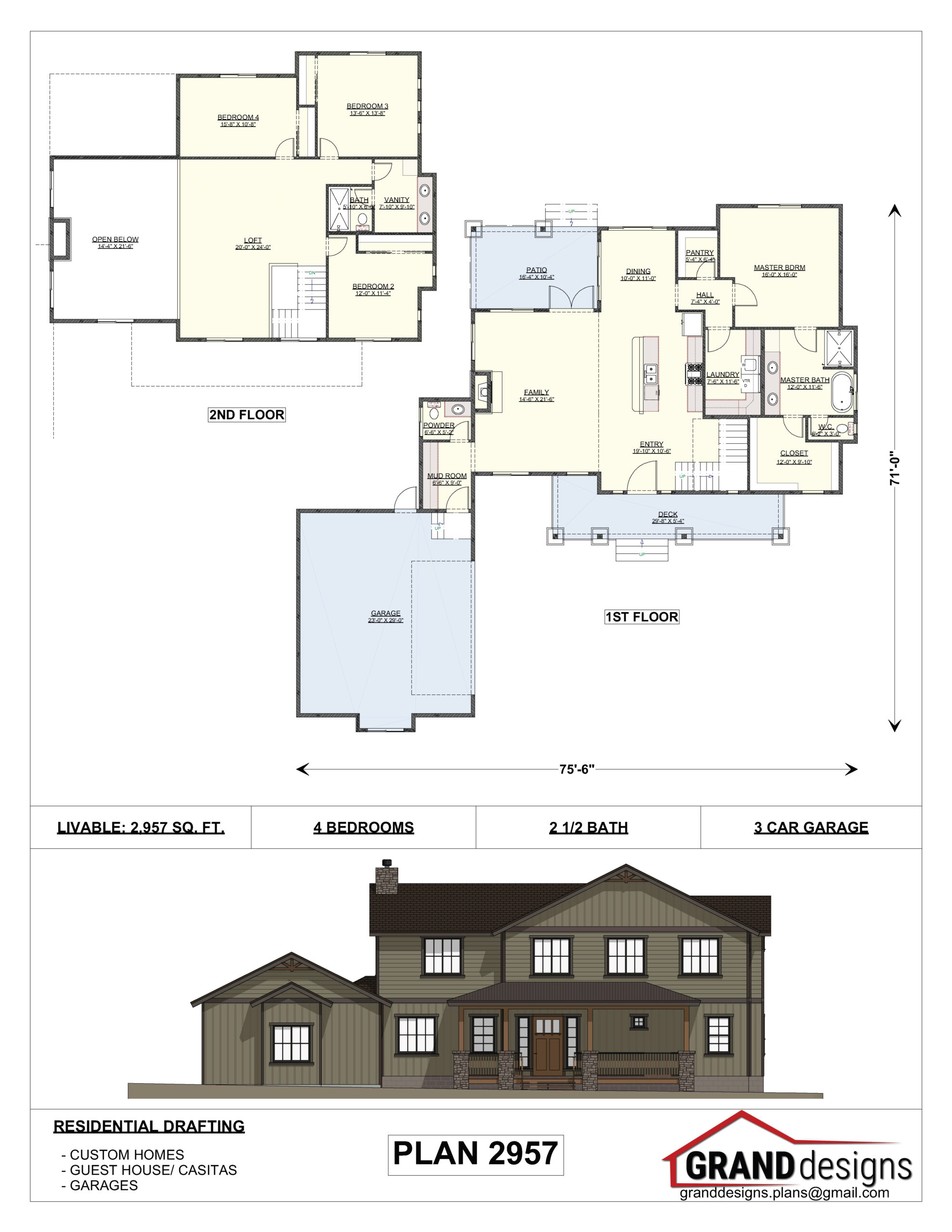 A floor plan of a house with two floors and three levels.