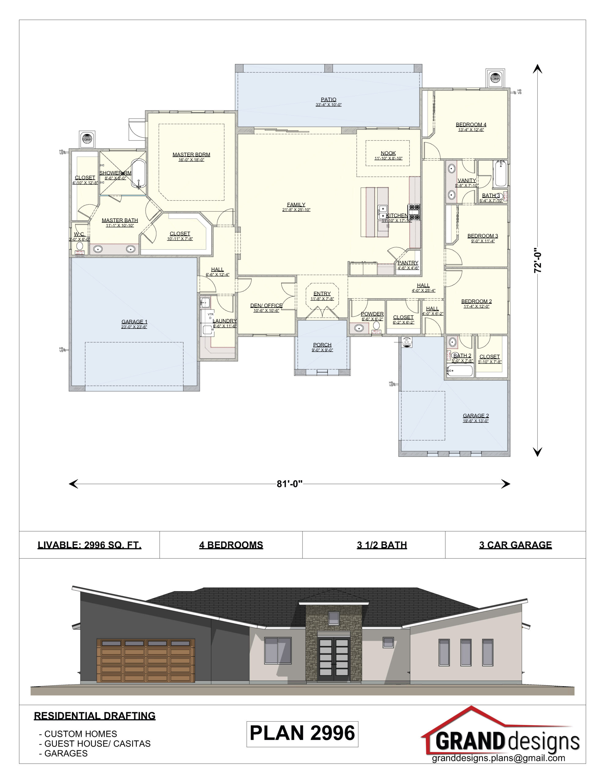 A floor plan and an image of the front.