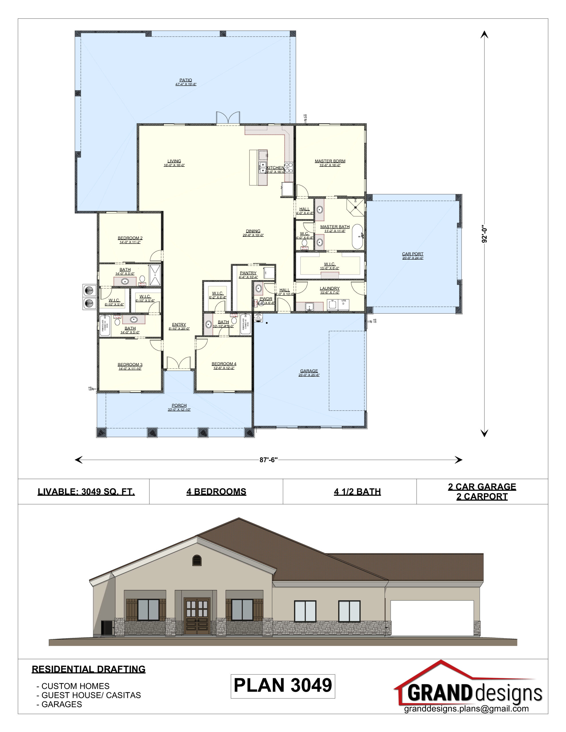 A floor plan of a house with a large garage.