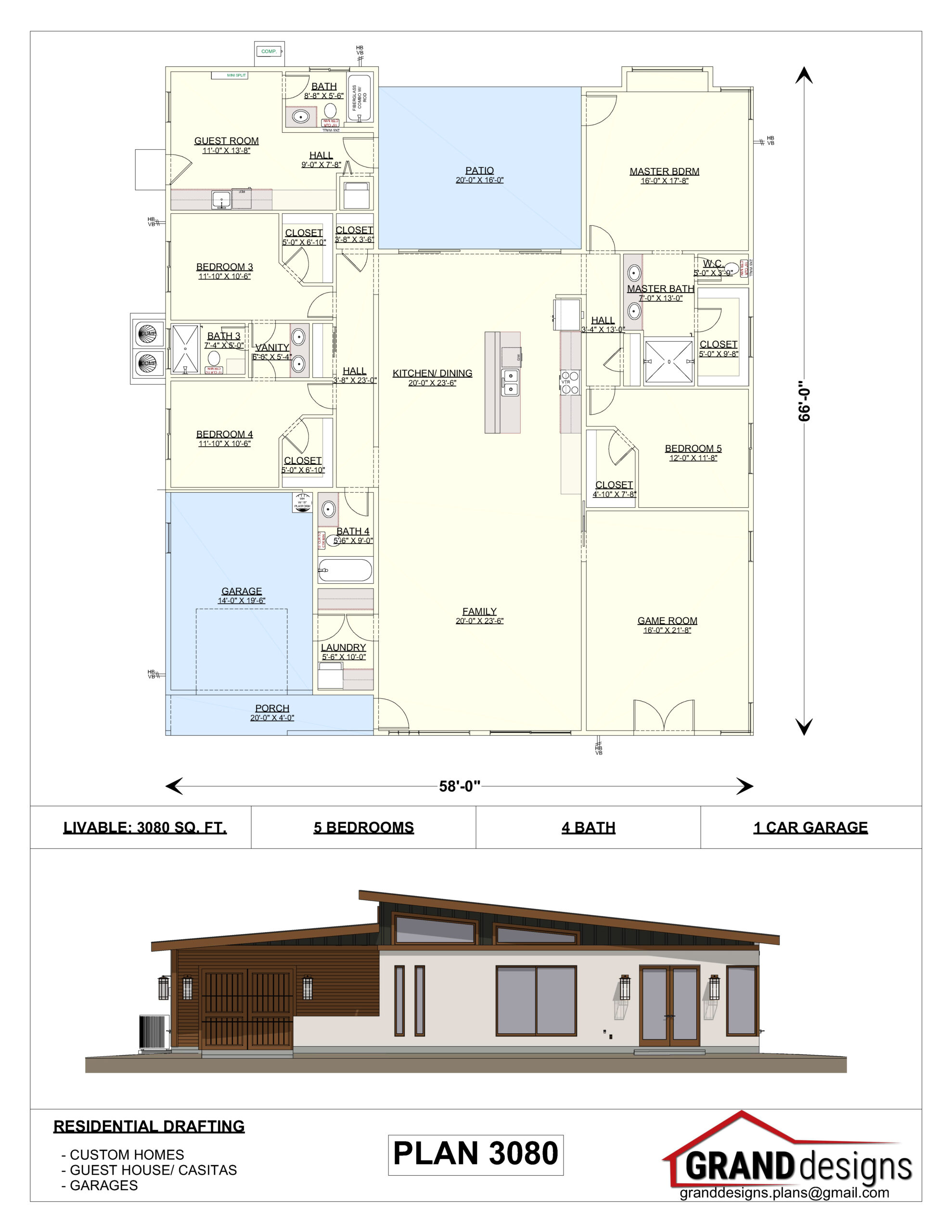 A floor plan and an image of the front.