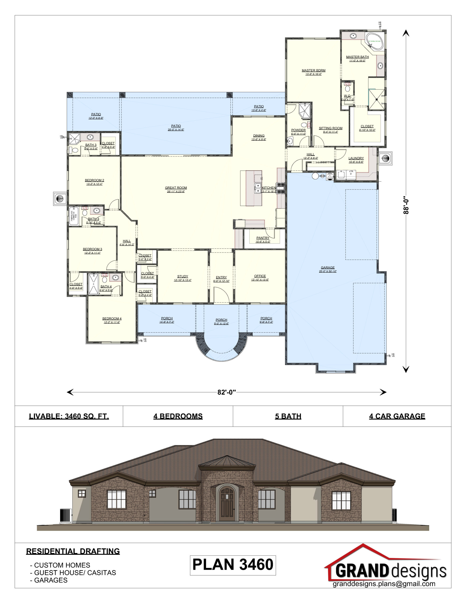 A floor plan of a house with a large building.