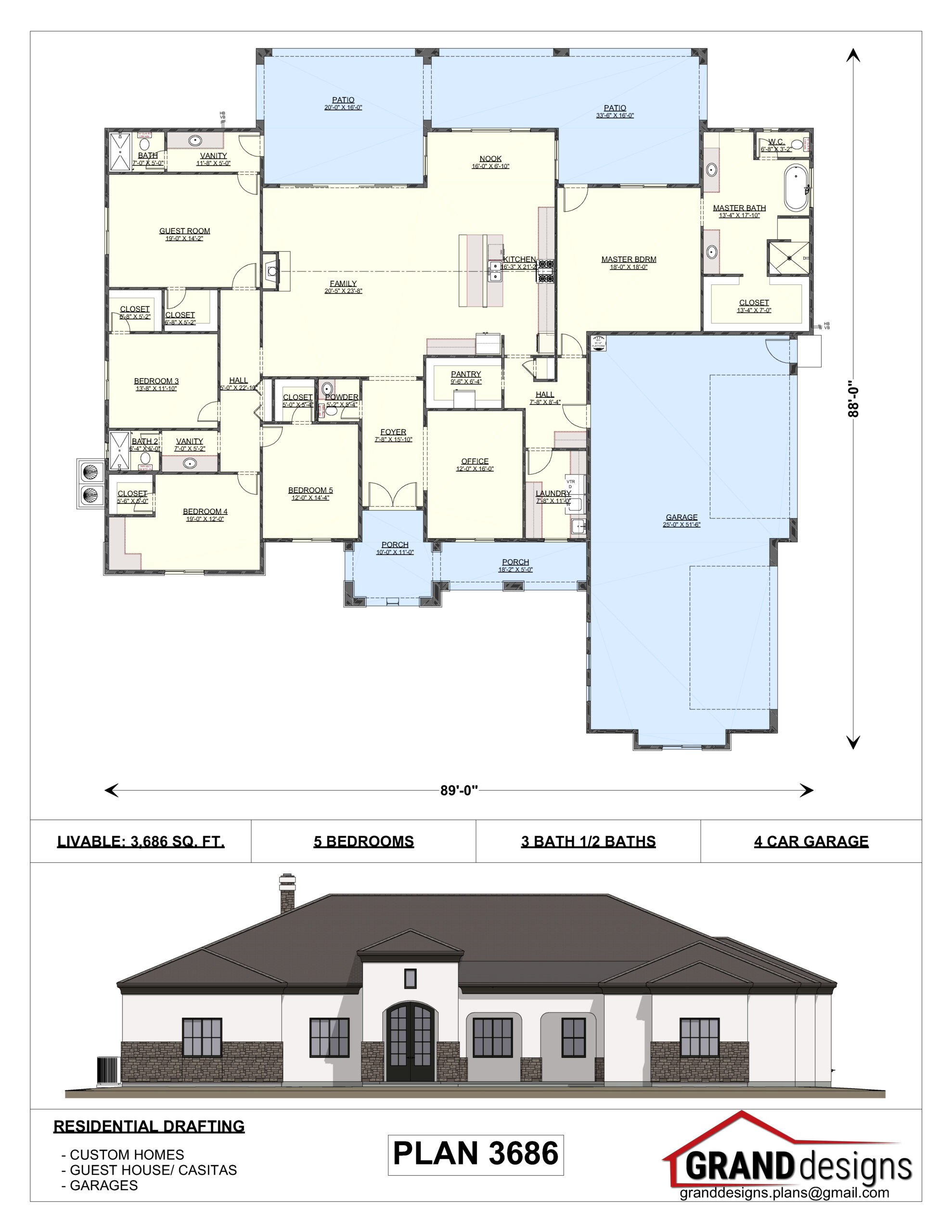 A floor plan and an image of the front.