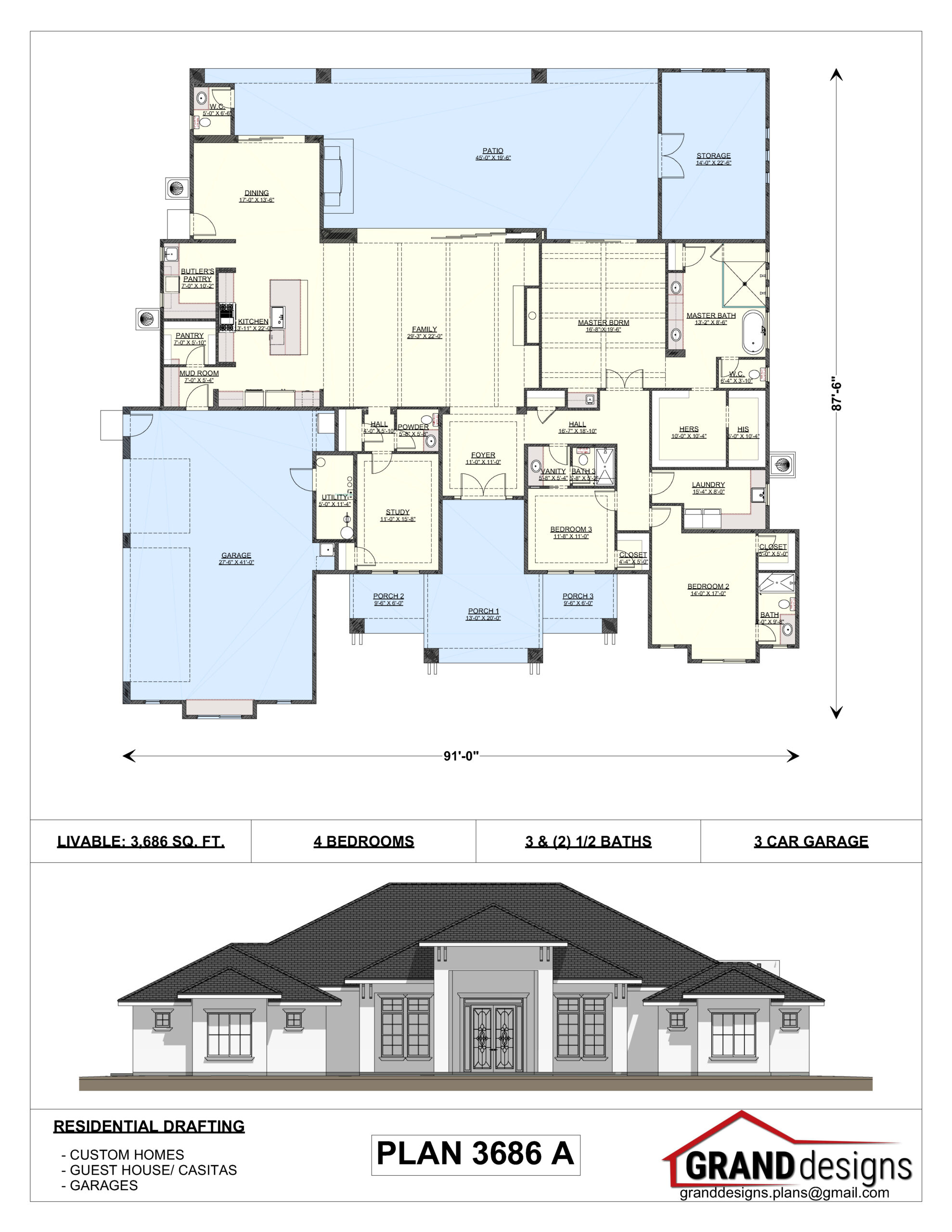 A floor plan of a house with a lot of windows.