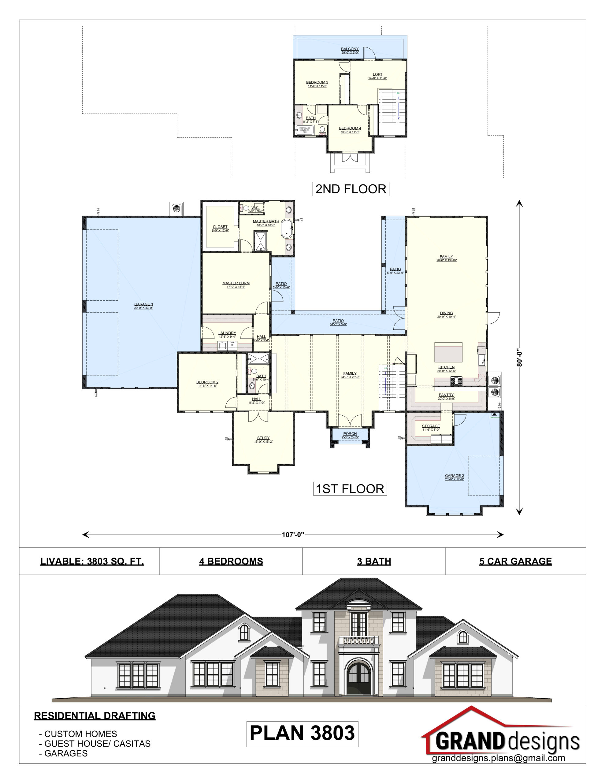 A floor plan of a house with two floors and three levels.