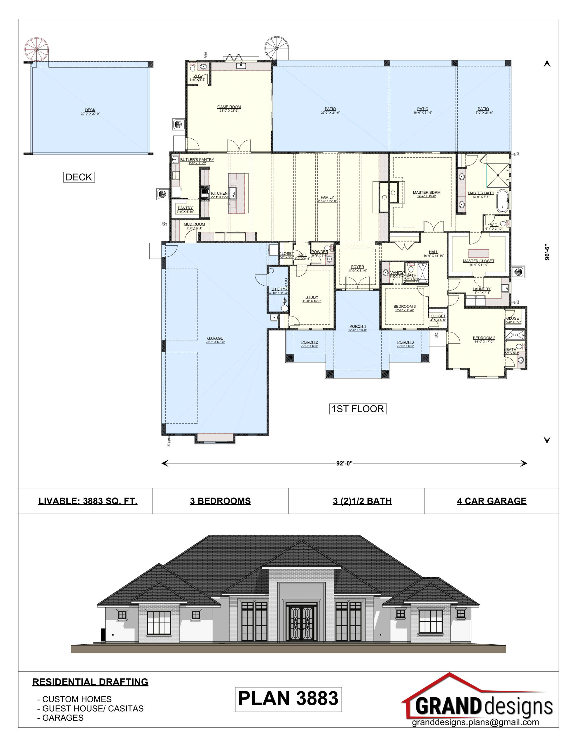 A floor plan of a house with two floors and a large building.