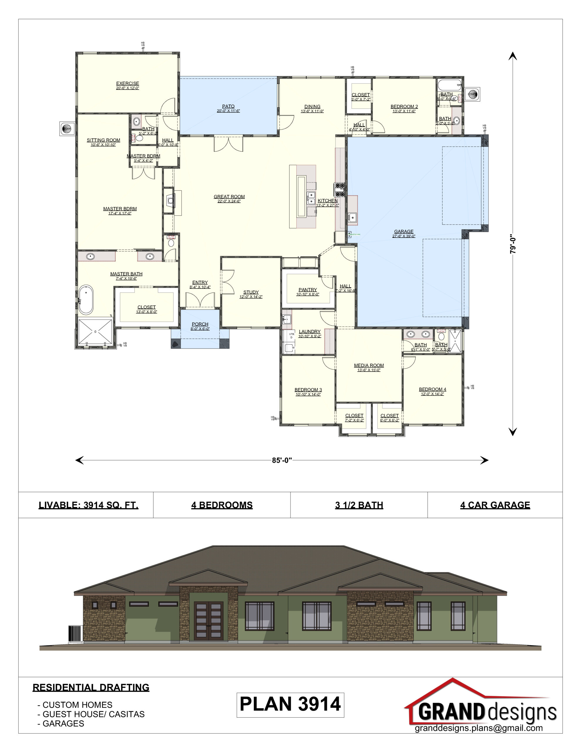 A floor plan of a house with a garage and a building.