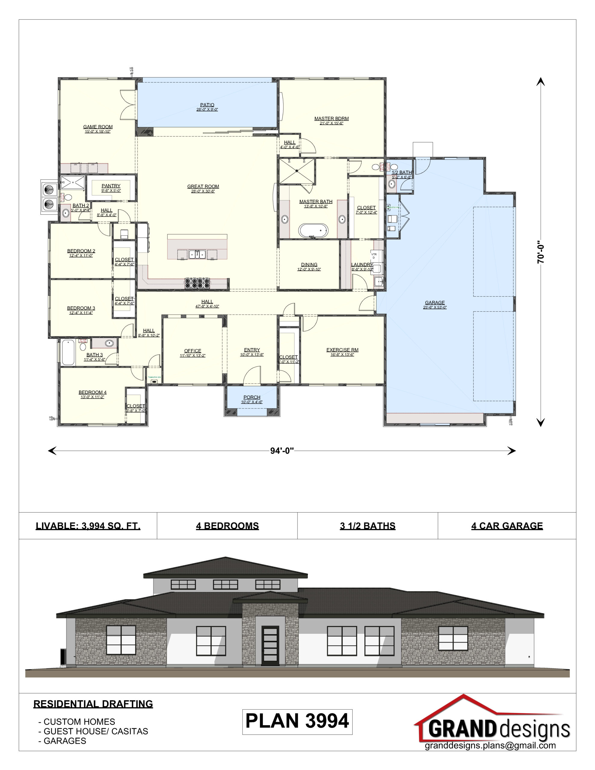 A floor plan and an image of the front of a house.