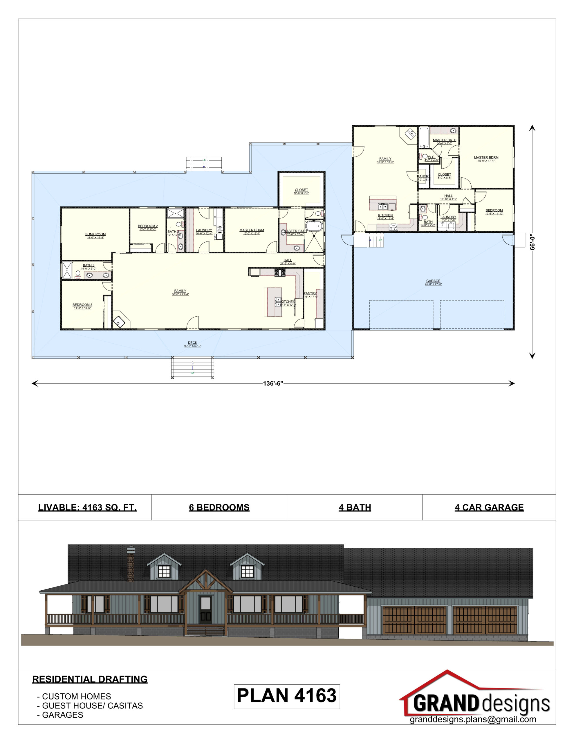 A floor plan of a house and an image of the front.