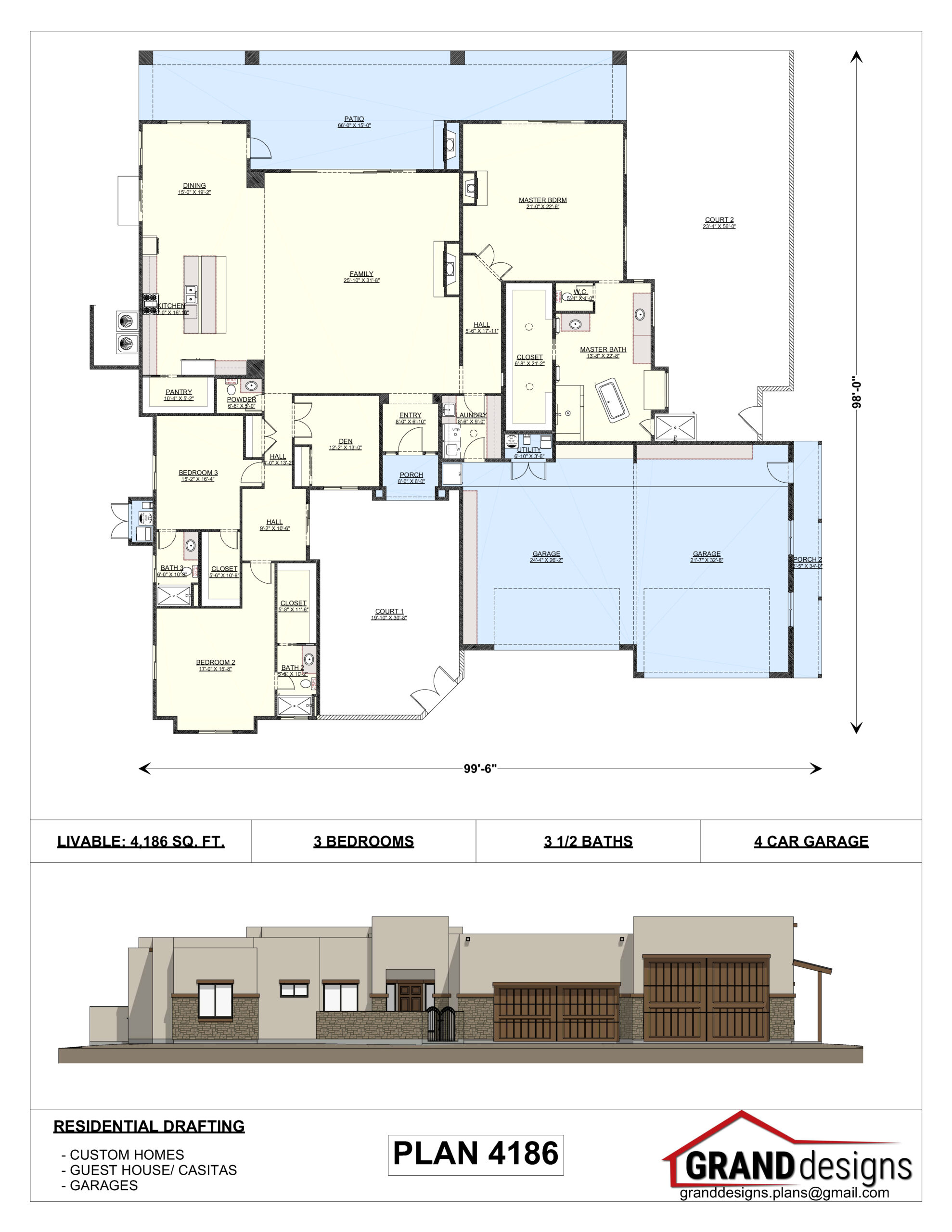 A floor plan and an image of the front of a building.