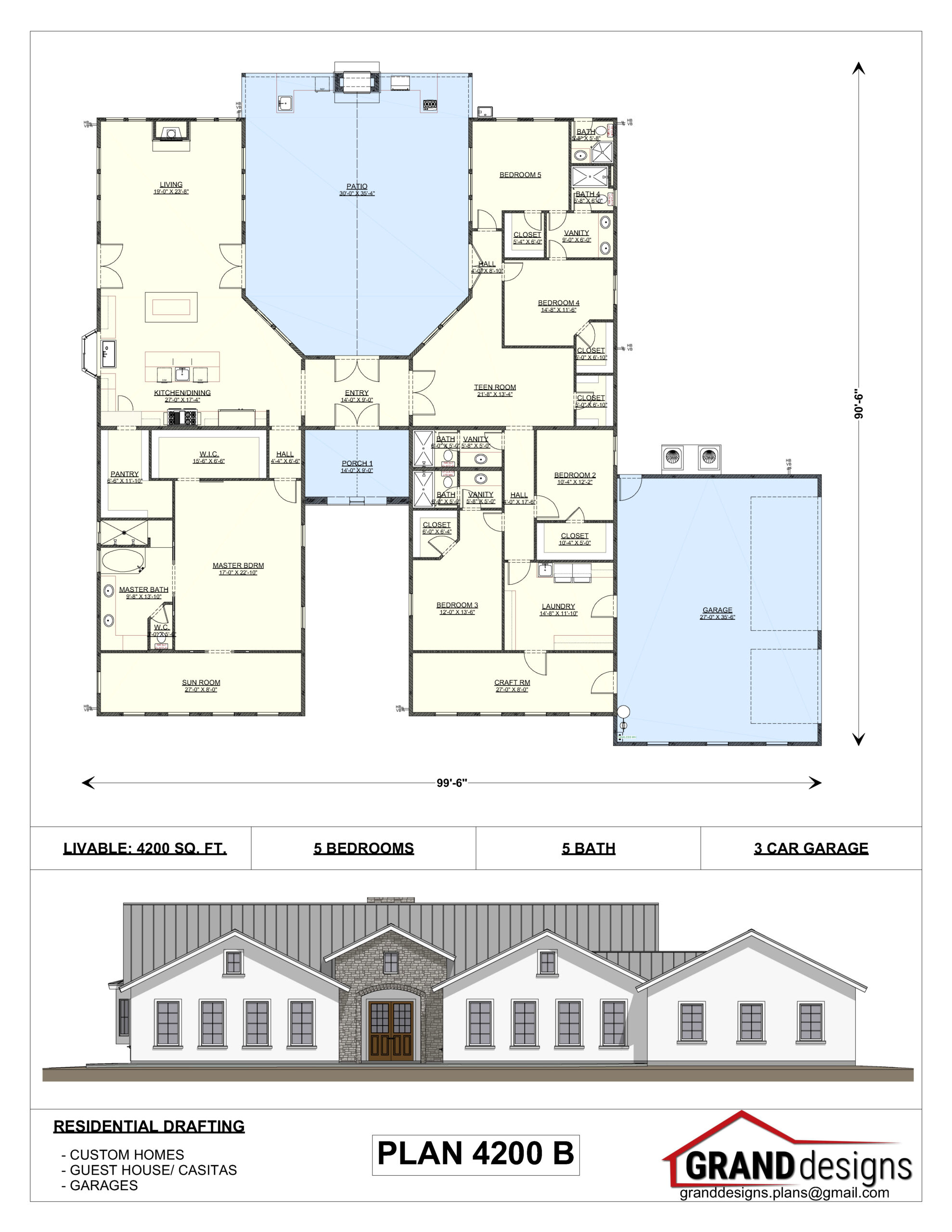 A floor plan and an image of the front of a building.