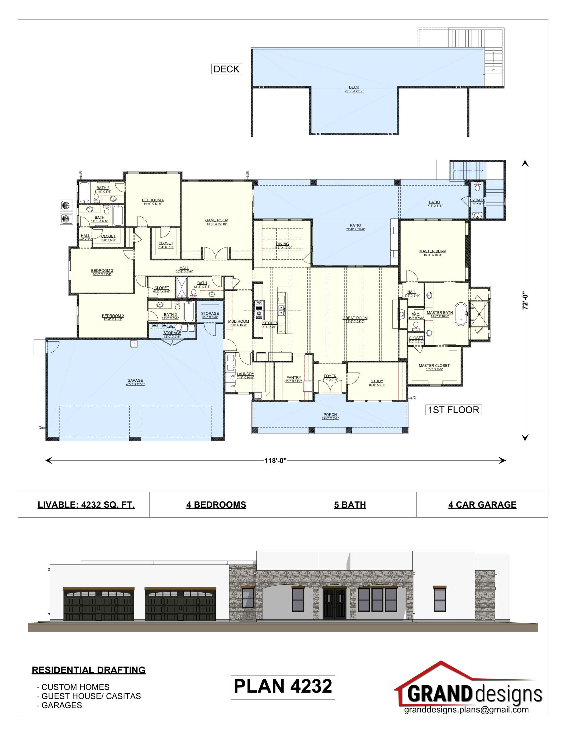 A floor plan of a house with garage and parking lot.