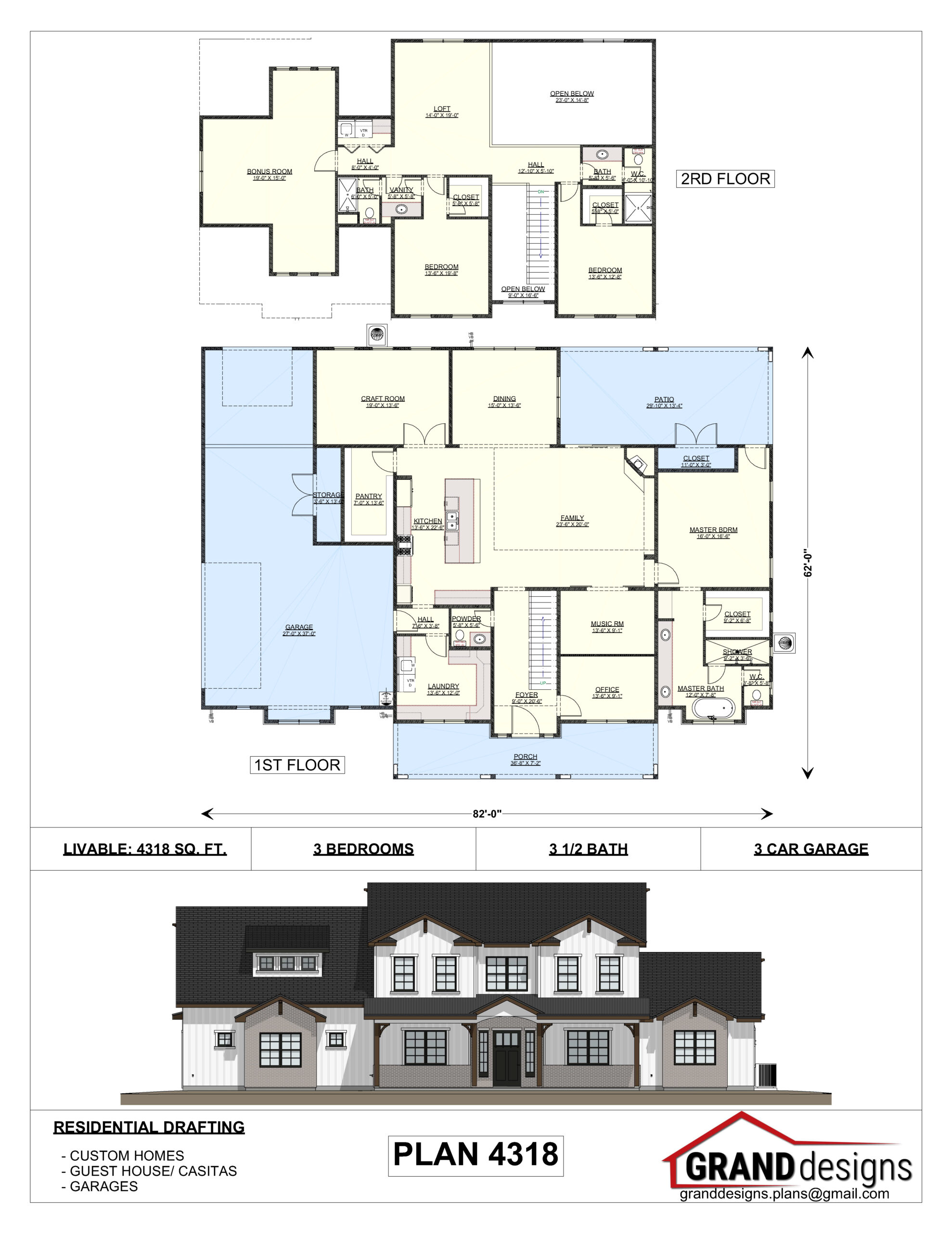 A floor plan of a house with two floors and three levels.