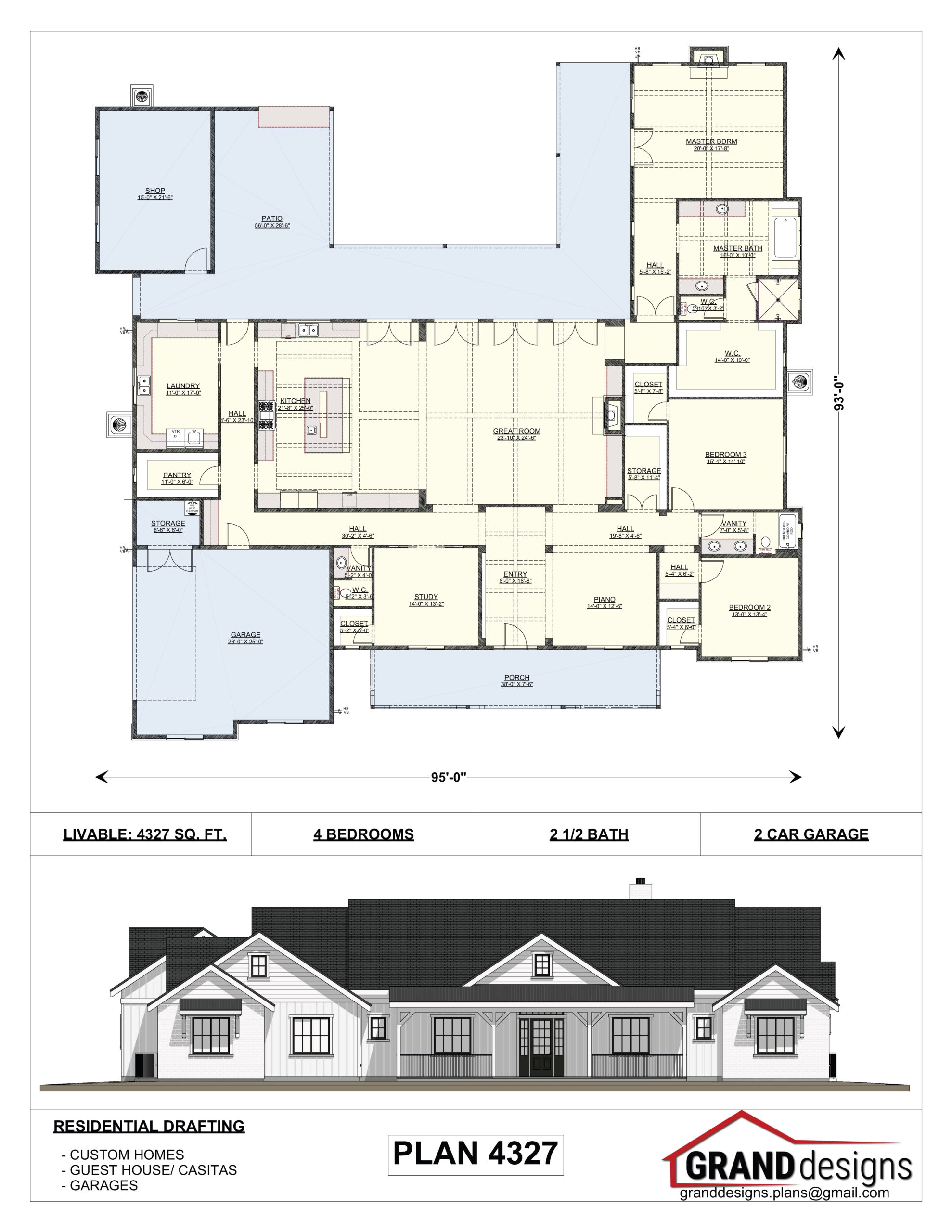 A floor plan and an image of the front.