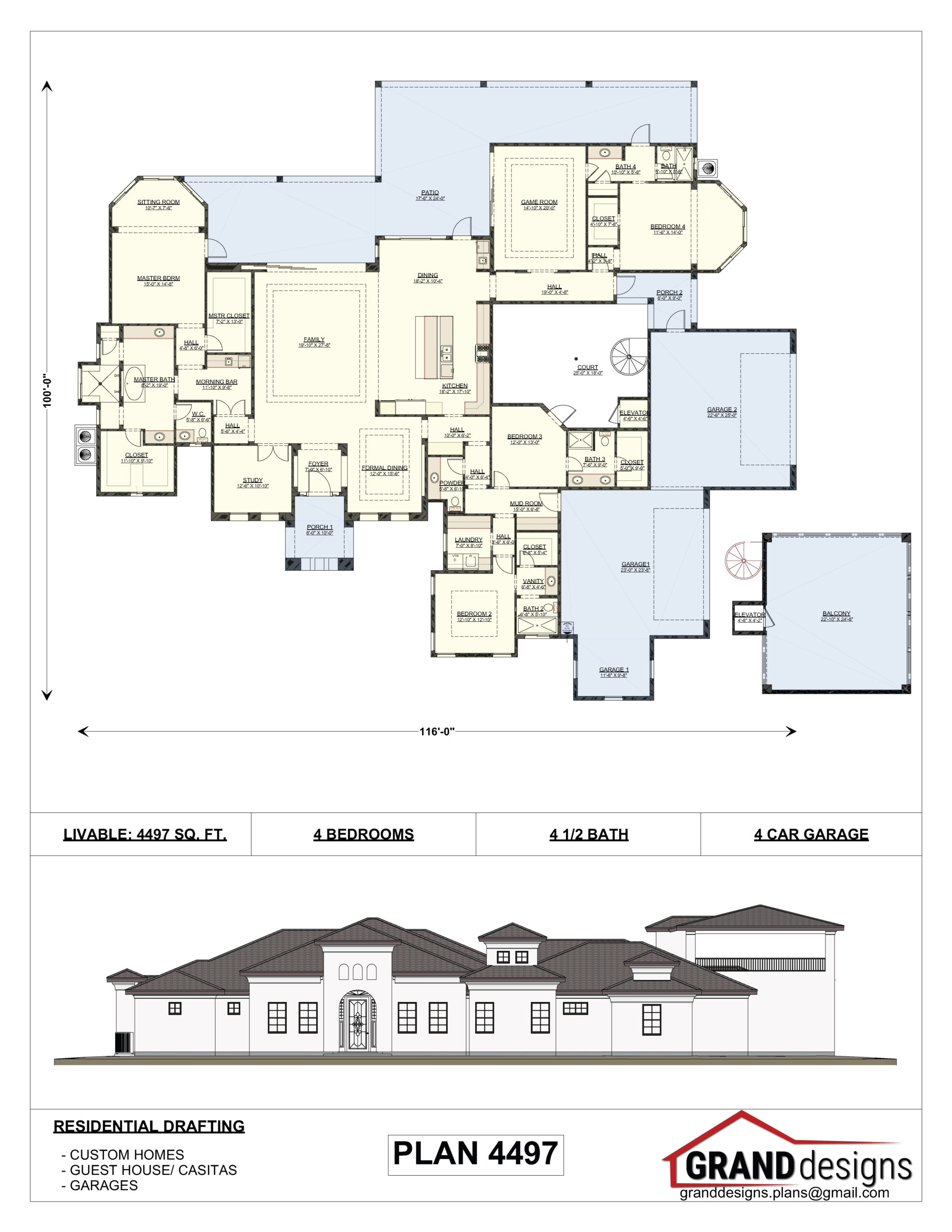 A floor plan and an image of the front of a house.